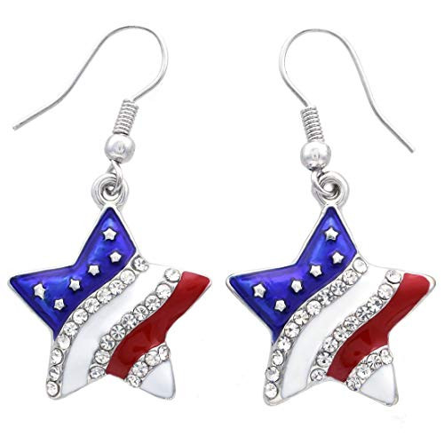 Patriotic Red White Blue American USA Flag Star Dangle Drop Earrings 4th of July Independence Day Gift (Star Hook) Patriotic Red White Blue American USA Flag Star Dangle Drop Earrings 4th of July Independence Day Gift (Star Hook)