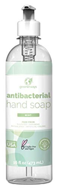 Greenerways Antibacterial Hand Soap Made in USA Mint Liquid Hand Soap with Pump and Soothing Aloe Vera Sulfate-Free, Paraben-Free, Cruelty-Free, Vegan Hand Wash (16 Fl Oz (1 Pack) - Mint) Greenerways Antibacterial Hand Soap Made in USA Mint Liquid Hand Soap with Pump and Soothing Aloe Vera Sulfate-Free, Paraben-Free, Cruelty-Free, Vegan Hand Wash (16 Fl Oz (1 Pack) - Mint)