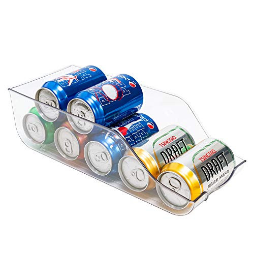 blitzlabs Fridge Organizer Bins Can Drink Dispenser Beverage Holder for Refrigerator, Freezer, Kitchen, Countertops, Cabinets - Clear Plastic Canned Food Pantry Storage Rack