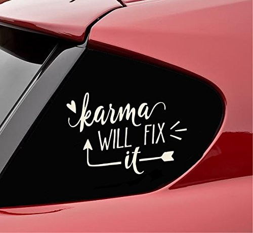 Slap-Art Karma Will fix it Vinyl Decal Sticker (Beige)
