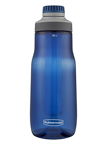 Rubbermaid Leak-Proof Chug Water Bottle with Blue Ice Stick, 32 oz, Nautical Blue