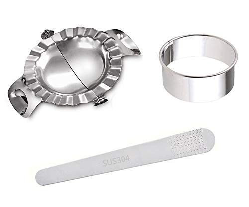 Dumpling Maker Set, 304 Stainless Steel Dumpling Wrapper Mold Kit Chinese Dumpling Dough Ravioli Crimper Pierogi Pastry Pie Empanada Mould Press Cutter Wrapper Tool Kit