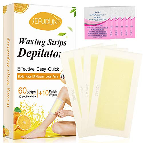 Wax Strips, Hair Removal Wax Strips, Hair Remover Wax Kit For Arm, Leg, Brazilian, Underarm Hair, Bikini, body, 60 Count Wax Strips With 10 Post Wipes (Yellow) Wax Strips, Hair Removal Wax Strips, Hair Remover Wax Kit For Arm, Leg, Brazilian, Underarm Hair, Bikini, body, 60 Count Wax Strips With 10 Post Wipes (Yellow)