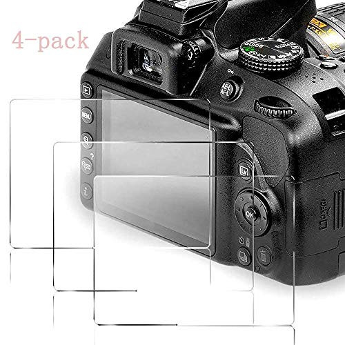 4 Pack Screen Protector Compatible Nikon D3400 D3500 D3300 D3200 D3100 DSLR Camera, [4 Packs] 9H Tempered Glass Shield Protection Cover Anti-Bubble Anti-Scratch Anti-Fingerprint Ultra-Clear