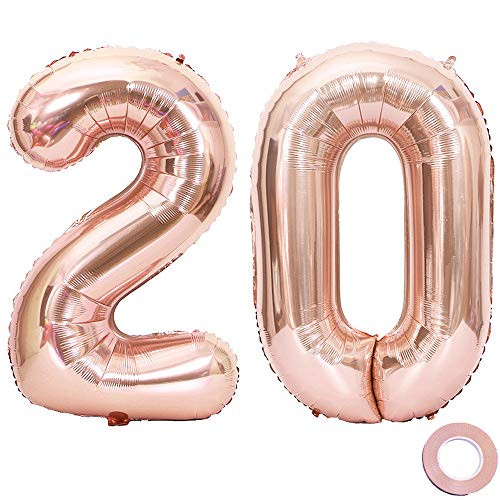 Juland Rose Gold Number 20 Balloons Large Foil Mylar Balloons 40 Inch Giant Jumbo Number Balloons for 20th Birthday Party Decorations Juland Rose Gold Number 20 Balloons Large Foil Mylar Balloons 40 Inch Giant Jumbo Number Balloons for 20th Birthday Party Decorations