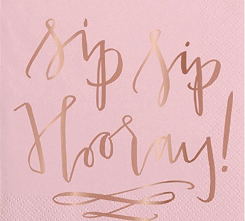 Olive Occasions Sip Sip Hooray Pink With Gold Embossed Cocktail Napkins 40 Count