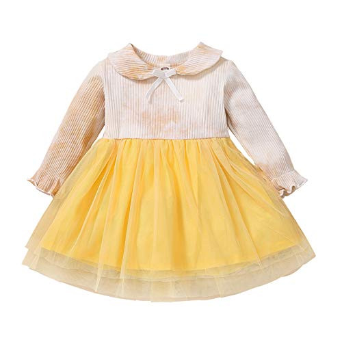 Toddler Kid Baby Girls Tie Dye Dress Clothes Long Sleeve Tulle One-Piece Dress Princess Party Outfit (Yellow, 2-3T) Toddler Kid Baby Girls Tie Dye Dress Clothes Long Sleeve Tulle One-Piece Dress Princess Party Outfit (Yellow, 2-3T)