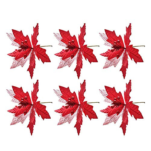 Christmas Artificial Flowers,Silk Glitter Poinsettia Pinecone Bouquet Stem Xmas Tree Ornaments,Faux Poinsettia Picks DIY Flower Centerpiece Arrangement Props Christmas Home Wedding Hotel Party Decor Christmas Artificial Flowers,Silk Glitter Poinsettia Pinecone Bouquet Stem Xmas Tree Ornaments,Faux Poinsettia Picks DIY Flower Centerpiece Arrangement Props Christmas Home Wedding Hotel Party Decor