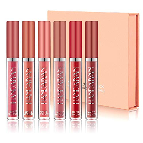 6Pcs Soft Matte Liquid Lipstick Makeup Set Kit 6 Colors Long Lasting Waterproof Matte Velvet Lip Gloss Set, Lip Makeup Gift Sets for Girls and Women Matte Liquid Lipstick Makeup Set Kit (Color A)