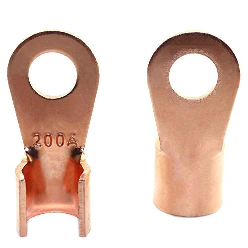 Partstock 10pcs OT-200A Red Copper Circular Splice Crimp Terminal Wire Naked Cable Connector Ring Battery lugs Terminals