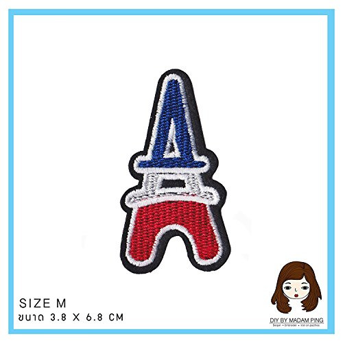 TNK- Red Blue Eiffel Tower M1601 Embroidered Iron On or Sew On Patch TNK- Red Blue Eiffel Tower M1601 Embroidered Iron On or Sew On Patch