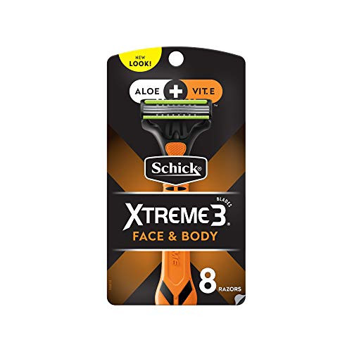 Schick Xtreme 3 Disposable Face and Body Razors for Men, 8 Count