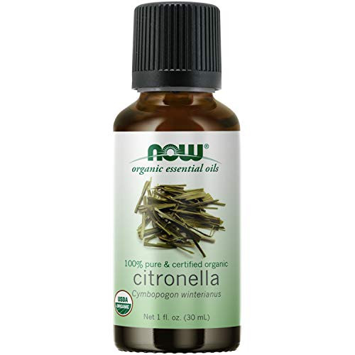 NOW Essential Oils, Organic Citronella Oil, Purifying Aromatherapy Scent, 100percent Pure, Steam Distilled, Vegan, Child Resistant Cap, 1-Ounce