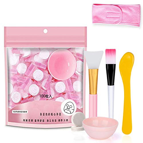 100 pcs Compressed Facial Mask Sheet Beauty DIY Disposable Mask Paper Natural Cotton Skin Care Wrapped Masks Normal Thick?Get a Small Mask Bowl, Mask Brushes and Hair Band Free 100 pcs Compressed Facial Mask Sheet Beauty DIY Disposable Mask Paper Natural Cotton Skin Care Wrapped Masks Normal Thick?Get a Small Mask Bowl, Mask Brushes and Hair Band Free