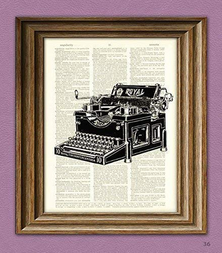 Vintage Royal Typewriter Beautifully Upcycled Dictionary Page Book Art Print