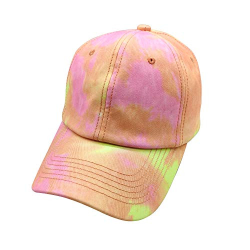 Waldeal Women's Washed Hat Low Profile Cotton Denim Tie Dye Plain Baseball Cap Yellow
