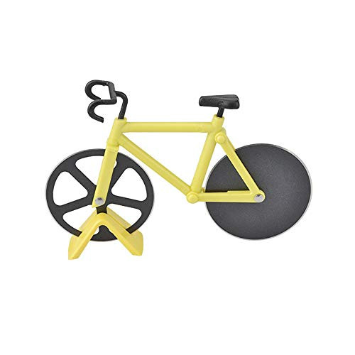 NKLC Bicycle Pizza Cutter Wheel, Non-Stick Dual Cutting Wheels Stainless Steel Bike Pizza Slicer, Bicycle Shaped Pizza Cutter with Stand(Yellow) NKLC Bicycle Pizza Cutter Wheel, Non-Stick Dual Cutting Wheels Stainless Steel Bike Pizza Slicer, Bicycle Shaped Pizza Cutter with Stand(Yellow)