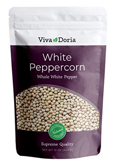 Viva Doria White Peppercorn, Whole White Pepper, 12 Oz For Grinder Refill Viva Doria White Peppercorn, Whole White Pepper, 12 Oz For Grinder Refill