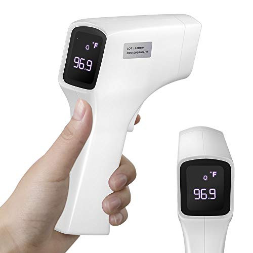 Forehead Infrared Thermometer Non-Contact Thermometer for Baby Accurate Instant Measurement for Adult, Kids, Children with Readings Recall, Temperature Alarm, Automatic LCD Screen and Batteries