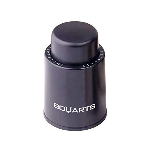 BOUARTS Vacuum Wine Bottle Stoppers,Stopper With Vacuum Pump, Record The Date Enjoy The Best Keeps Wine Fresh, Plastic Wine Bottle Plug Reusable Wine Sealer Preserver (Black, 1 pack)