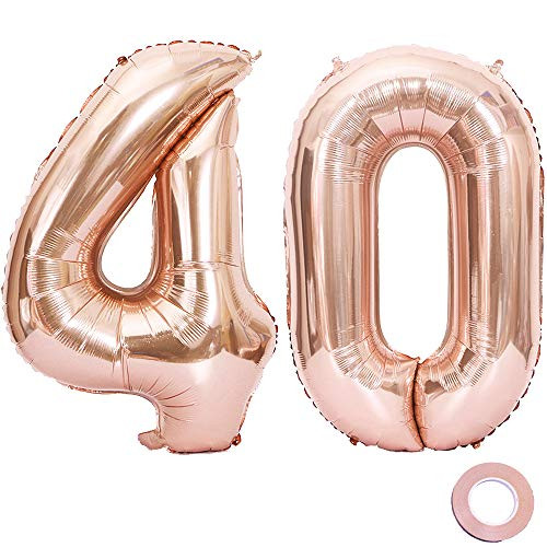 Juland Rose Gold Number 40 Balloons Large Foil Mylar Balloons 40 Inch Giant Jumbo Number Balloons for 40th Birthday Party Decorations Juland Rose Gold Number 40 Balloons Large Foil Mylar Balloons 40 Inch Giant Jumbo Number Balloons for 40th Birthday Party Decorations