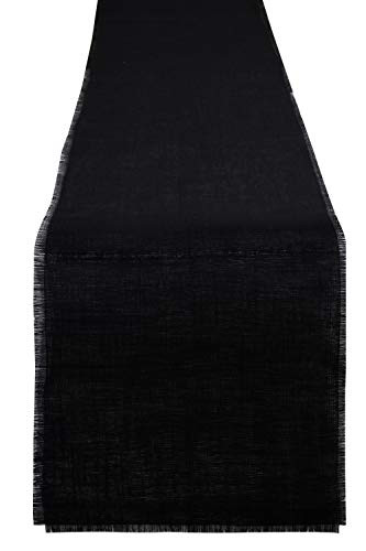 Yourtablecloth Cotton Jute Runner (Black, 14 x 72)