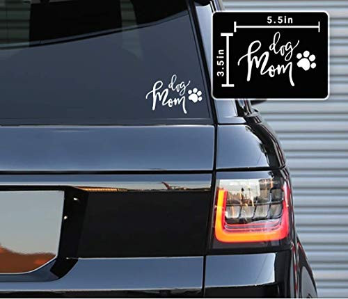 Printbeat Dog Mom Paw Heart Vinyl Decals Stickers for Cars, Van, Trucks, Laptop (White, 3.5: x 5.5 inch)