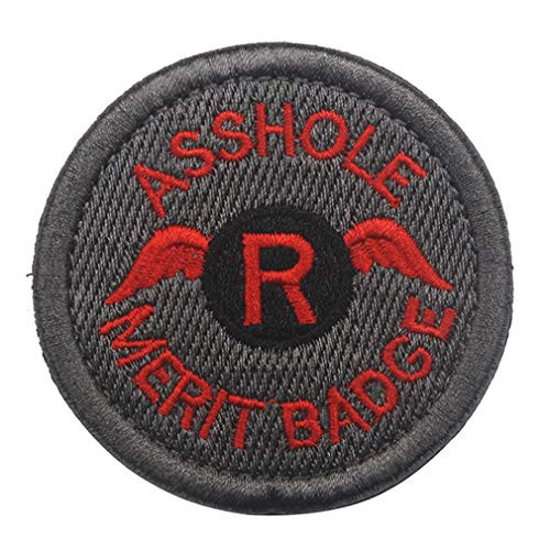 ShowPlus Asshole Merit Badge Morale Tactical Embroidered Patch (Gray & Red)