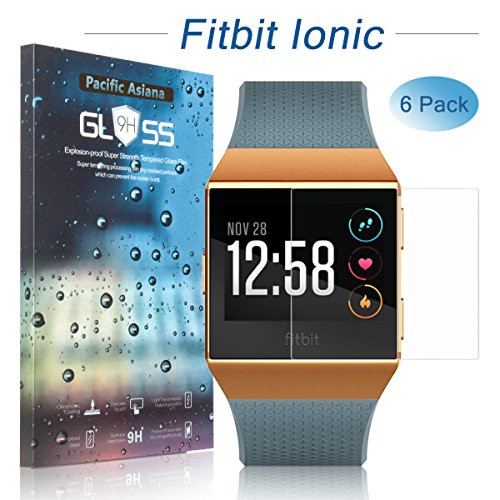 [6-Pack]Fitbit Ionic Screen Protector, Pacific Asiana HD Clear [Full Coverage] TPU Film [Not Glass], [Anti-Scratch] [Anti-Fingerprint] [Bubble Free] Ultra Thin Smooth Screen Cover for Fitbit Ionic
