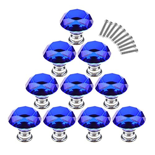 Cabinet Knobs, ReachTop 10 Pcs Crystal Cabinet Knobs 30mm Diamond Shape Drawer Kitchen Cabinets Dresser Cupboard Wardrobe Knobs Drawer Pull Handles for Kitchen Home Office