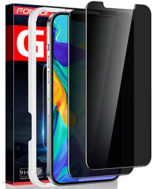 Fotbor for iPhone 12 Pro Privacy Screen Protector, iPhone 12 Privacy Screen Protector  Anti Spy  Shatterproof HD Clear 9H Tempered Glass Screen Protector for iPhone 12 Pro/iPhone 12 5G 6.1  2 Pack