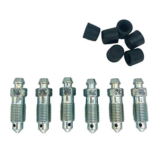 ZOK 6 PCS Brake Bleeder Screws, Bleeders, Caliper Bleeder Screw with Rubber Cap M10x1.0-35.8mm, H9412-6, 104509, Standard Metric Bleeding Screws Bleed Kit