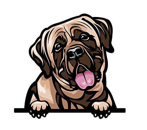 WickedGoodz Smiling Mastiff Decal - Dog Breed Bumper Sticker - Die Cut Mastiff Dog Sticker in Color