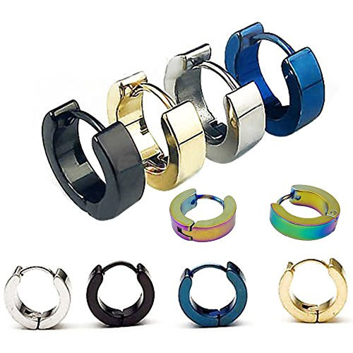 yueton 5 Pairs Men Unisex Stainless Steel Small Hoop Earrings Ear Stud