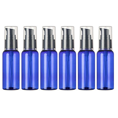 6 Packs 50ml/1.7oz Plastic Lotion Pump Bottles Empty Blue Cream Bottle Travel Emulsion Essence Bottle Cosmetic Sample Container Dispenser