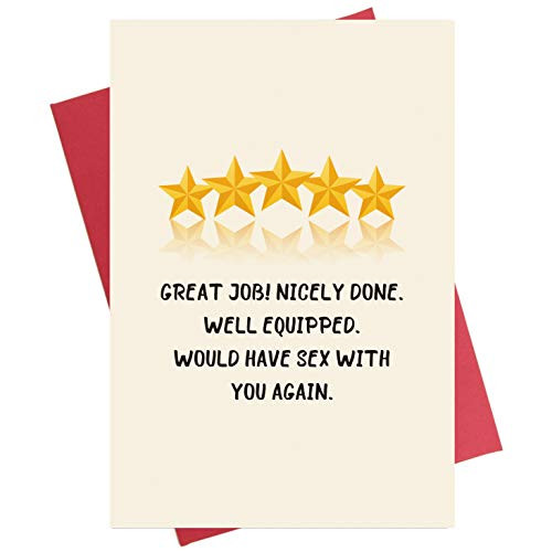 Five Stars Valentines Day Card, Naughty Vday Card for Husband Boyfriend, Rude Birthday Card