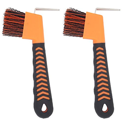 2PCS Horse Hoof Pick Brush with Soft Touch Rubber Handle,Portable Hoofpick(Random Colors)