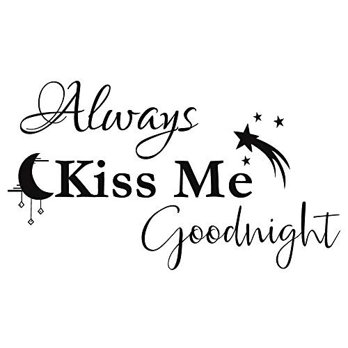 MOVANKRO Always Kiss Me Goodnigh Moon Star Meteor Bedroom Quotes Vinyl Wall Decal Headboard Art Letters Décoration Motto Mural