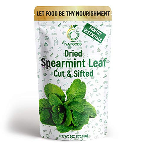 Iya Foods Dried Spearmint Leaves 6 oz Pack, Cut  and  Sifted, Made from 100percent Spearmint leaves. Great for Spearmint tea