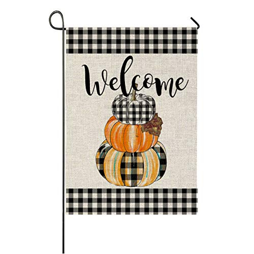 Auomily Welcome Pumpkin Fall Buffalo Check Garden Flag Vertical Double Sided Farmhouse Autumn Harvest Burlap Yard Outdoor Decor 12.5 x 18 Inches Auomily Welcome Pumpkin Fall Buffalo Check Garden Flag Vertical Double Sided Farmhouse Autumn Harvest Burlap Yard Outdoor Decor 12.5 x 18 Inches