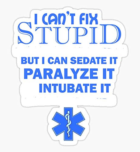 Decals Can't Fix Stupid Emergency Medical Services Gift Print EMS Print - Sticker Graphic - Auto, Wall, Laptop, Cell, Truck Sticker for Windows, Cars, Trucks