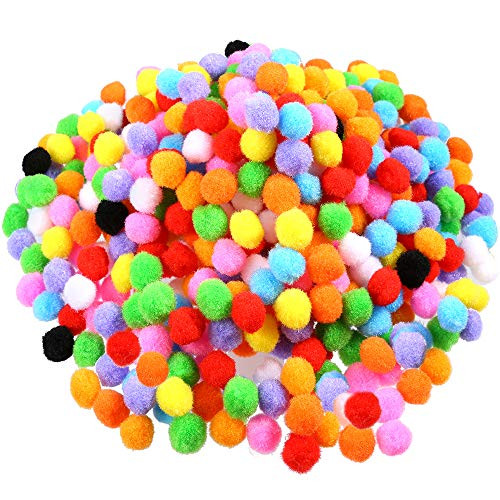 Caydo 600 Pieces 0.59 Inch 1.5cm Pom Poms for Hobby Supplies and DIY Creative Crafts Decorations, Assorted Colors