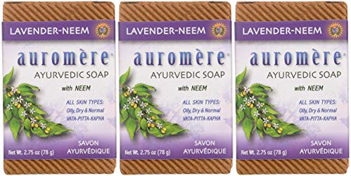 Auromere Ayurvedic Bar Soap, Lavender Neem - Eco Friendly, Handmade, Vegan, Cruelty Free, Natural, Non GMO (2.75 oz), 3 pack Auromere Ayurvedic Bar Soap, Lavender Neem - Eco Friendly, Handmade, Vegan, Cruelty Free, Natural, Non GMO (2.75 oz), 3 pack