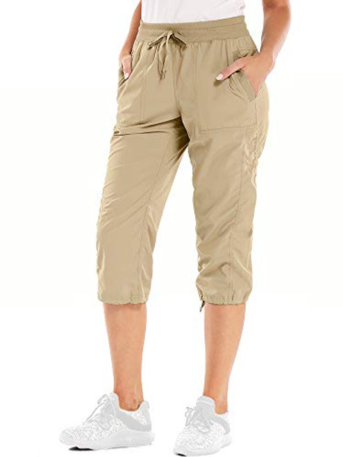 Women's Hiking Cargo Shorts Stretch Golf Active Shorts Water Resistant Outdoor Summer Shorts,2181,Khaki 26 US 4