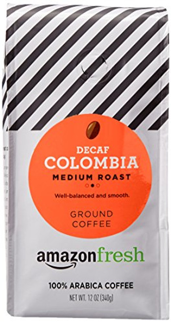 AmazonFresh Decaf Colombia Ground Coffee, Medium Roast, 12 Ounce