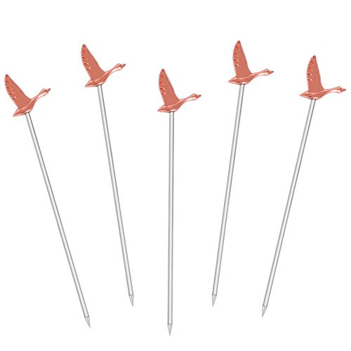 Stainless Steel Martini Cocktail Picks for Olive,Cocktail,Party,Wedding - Set of 5 - Rose Gold Goose