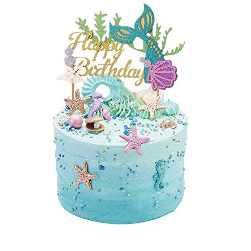 Glitter Mermaid Cake Topper Happy Birthday Cake Picks Mermaid Cake Decoration for Mermaid Baby Shower Birthday Party Supplies By ZiYan Glitter Mermaid Cake Topper Happy Birthday Cake Picks Mermaid Cake Decoration for Mermaid Baby Shower Birthday Party Supplies By ZiYan