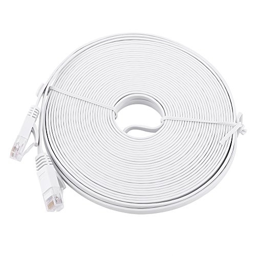 SOONHUA RJ45 CAT6 Ethernet Network Flat LAN Cable UTP Patch Router Cables 1000M White 15meters