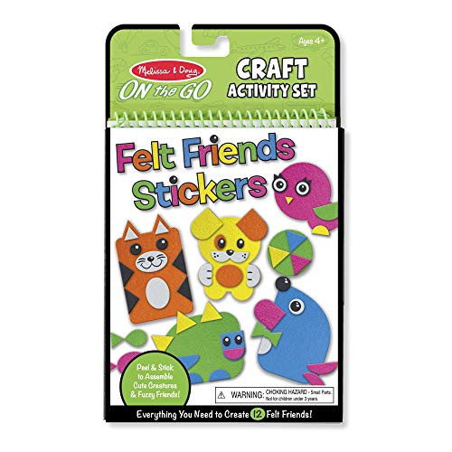 Melissa & Doug On-the-Go Felt Friends Craft Activity Set, Step-By-Step Illustrated Instructions, Easy to Store, 188 Felt Stickers, 10"" H x 6"" W x 0.4"" L