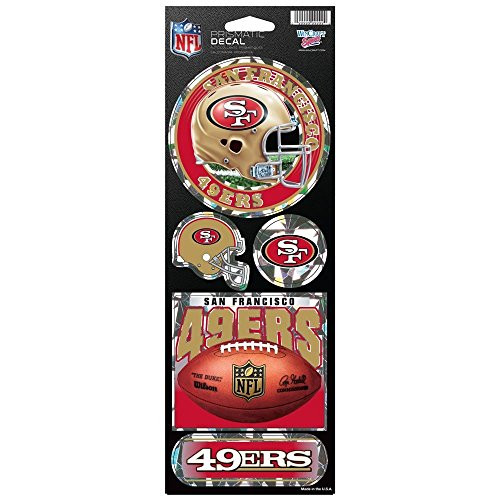 WinCraft NFL San Francisco 49ers Prismatic Stickers, Team Color, One Size